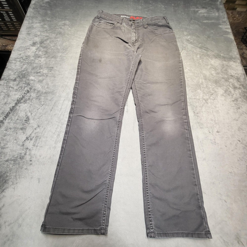 Dickies Pants Mens 32x32 Gray Chino Regular Fit Straight Flat Front Workwear